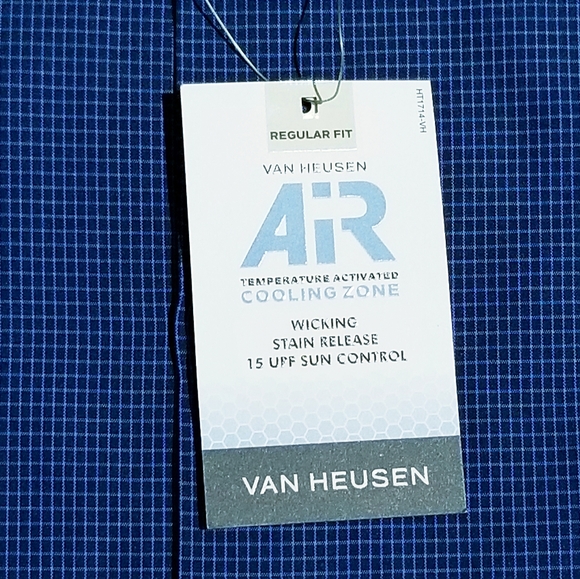 Van Heusen Air Mens Short Sleeve Button Front Shirt Blu Faded Cadet 2XL New - Picture 7 of 8